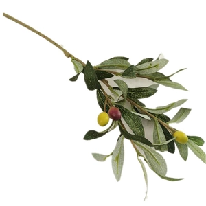 Artificial olive branch with green leaves and colorful fruits for home wedding decor