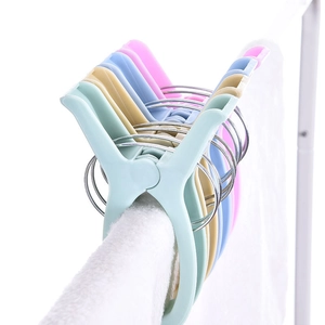 Set of 4 large windproof plastic quilt clips in macaron colors for heavy laundry drying