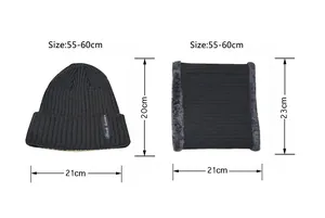 Guida alle taglie per set berretto in maglia nera e scaldacollo con fodera in pile