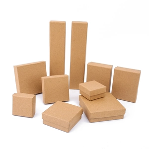 Various sizes of vintage brown kraft paper jewelry gift boxes for rings and necklaces