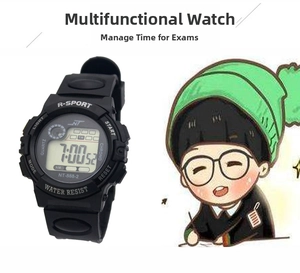 Close-up of digital sports watch dial with R-SPORT logo for kids and students