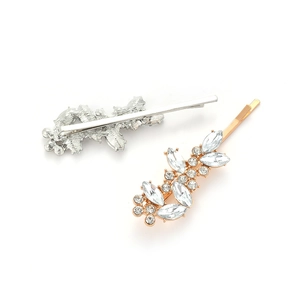 Elegante Haarspangen mit Strasssteinen in Blattform, Gold und Silber Ausführung