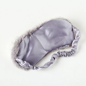 Cute plush alpaca sleep mask with soft satin and grey faux fur for light blocking