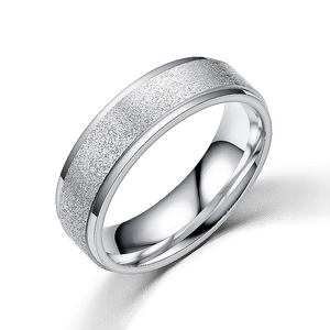 Minimalist matte titanium steel band ring with polished edges for men and women