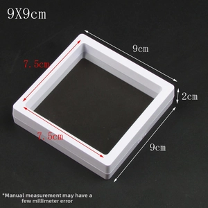 White PE film floating jewelry box with dimensions 9x9x2cm for pendant display