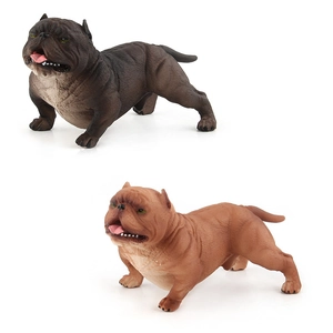 Realistic American Bully dog figurines set with muscular details and lifelike textures