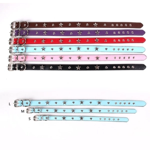 Star studded leather dog collars for small medium pets in multiple colors and sizes
