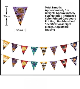Detail view of 3m Halloween pumpkin bunting flags with double-sided paper print