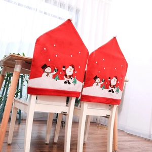 Housses de chaise de Noël avec motif Père Noël et Bonhomme de neige en rouge festif