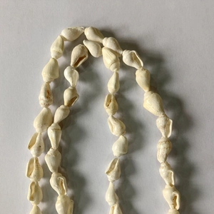 Detail of minimalist cream white natural shell beaded glasses chain for eyewear