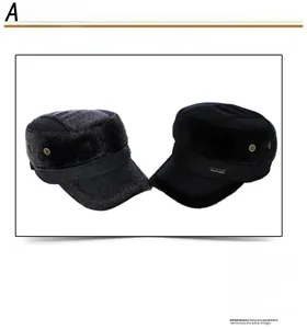 Detail of warm winter cadet caps with ear protection and side metal eyelets