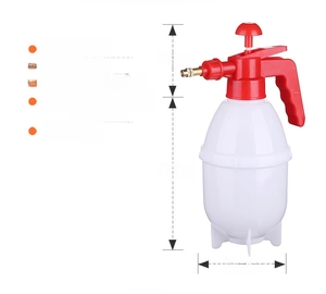 Detailed specs for 800ml garden sprayer showing height 285mm and PE/PP plastic material