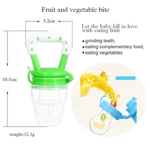 Green baby fruit feeder pacifier with silicone mesh for teething and food supplement