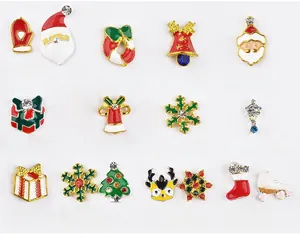 Detailed grid view of Christmas nail art charms with sizes ranging from 9mm to 16.5mm