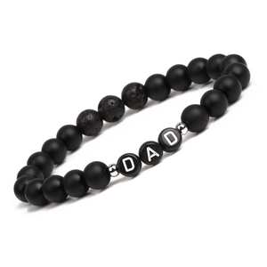 Bracelet pour homme en pierre de lave et turquoise blanche avec perles de lettres DAD