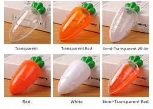 Carrot shaped plastic boxes in various colors for Easter gift and candy packaging
