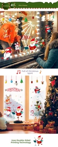 Autocollants de Noël double face détaillés avec motifs de Père Noël, renne et bonhomme de neige