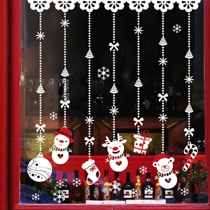 Christmas snowman and reindeer window stickers set for festive glass door decoration