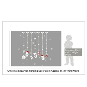 Christmas snowman and elk window stickers wall decals set, overall size 117x119cm