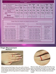 Size chart for rotatable stainless steel chain bottle opener ring with measurements