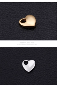 Polished stainless steel heart-shaped pendant charms in gold and silver finishes