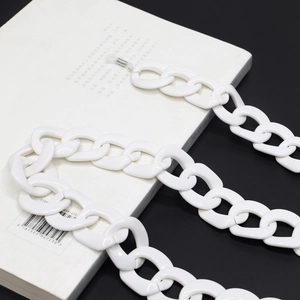 Minimalist white acrylic chunky eyewear chain with non-slip rubber loops for glasses