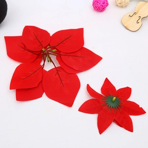 Artificial red poinsettia petals made of velvet fabric for Christmas floral decorations