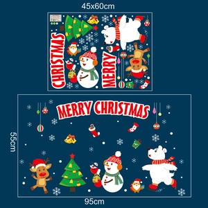 Stickers de Noël avec renne et bonhomme de neige pour décoration de fenêtre festive