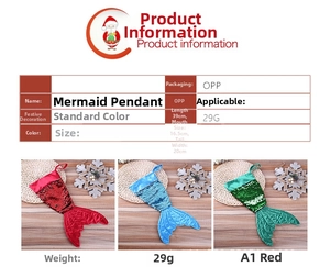 Detailed size specifications for sequin mermaid tail Christmas stockings in three colors