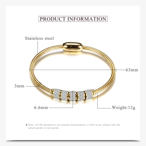Detailed dimensions of 3mm gold snake chain bracelet with 63mm diameter and pave rings