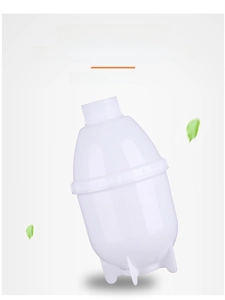 Detail of thickened semi-transparent white spray bottle body with measurement scale