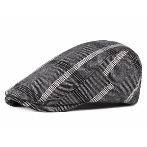 Béret Casquette Plate Rétro Britannique à Carreaux Pour Hommes Femmes Décontracté Extérieur Newsboy Cap Réglable Chapeau En Laine Chaud Hiver