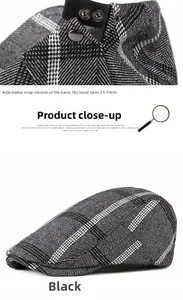 Détail de la boucle réglable sur la casquette plate à carreaux noirs et blancs