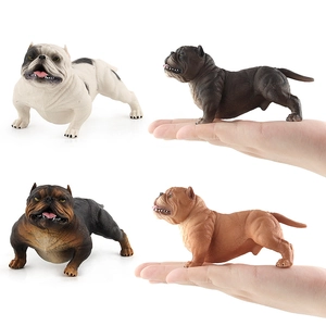 Realistic 13cm American Bully dog models in four colors with detailed muscle texture