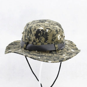 Outdoor digital camouflage tactical boonie hat with adjustable chin strap and air vents