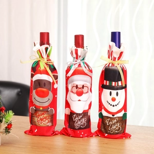 Copribottiglia Di Vino Di Natale Tessuto Cartone Animato Renna Pupazzo Di Neve Decorazione Tavola Festa