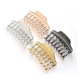 Set of four small geometric alloy hair claws in gold silver rose gold and gun black