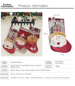 Tableau des tailles pour chaussettes de Noël avec motifs 3D du Père Noël et bonhomme de neige