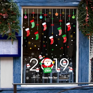 Autocollants de Noël pour fenêtres avec Père Noël et bonhomme de neige sur verre