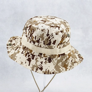 Camouflage Boonie Hat Polyester Wide Brim Outdoor Fishing Bucket Hat With Adjustable Chin Strap For Kids And Adults