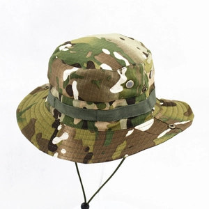 Outdoor camouflage boonie hat for children with wide brim and adjustable chin strap