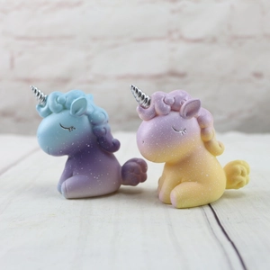 Figurines de licorne de rêve en résine dégradé bleu et rose pour gâteaux