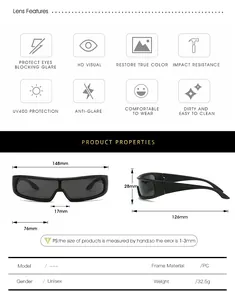 Guide des tailles pour lunettes de soleil de sport avec dimensions et spécifications PC