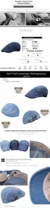 Adjustable washed denim beret cap detail with metal buckle for 56-61cm head size