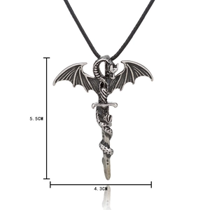 Luminous dragon wrapping sword pendant dimensions showing 5.5cm height and 4.3cm width