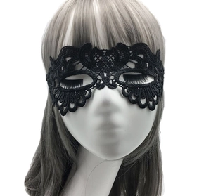 Close-up of elegant black lace embroidery masquerade eye mask on a mannequin head