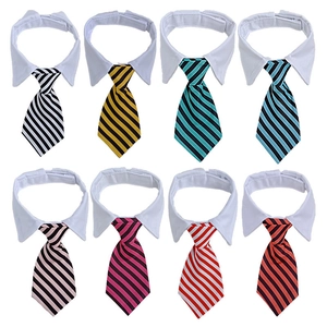 Pet Necktie Collar Formal White Shirt Lapel Adjustable Striped Plaid Stars Pattern Dog Cat Gentleman Wedding Accessories