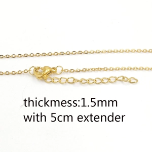 Detail of 1.5mm gold cable chain necklace with lobster clasp and 5cm extender