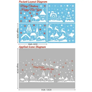 Christmas snowflake town and reindeer window decals for festive glass door decoration