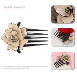Elegant beige rose acrylic hair comb with five teeth for women hair accessories